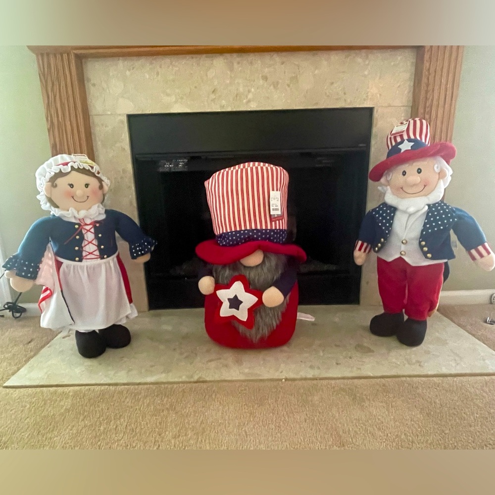 Fourth of July Gnome and Plush Statues Figurines